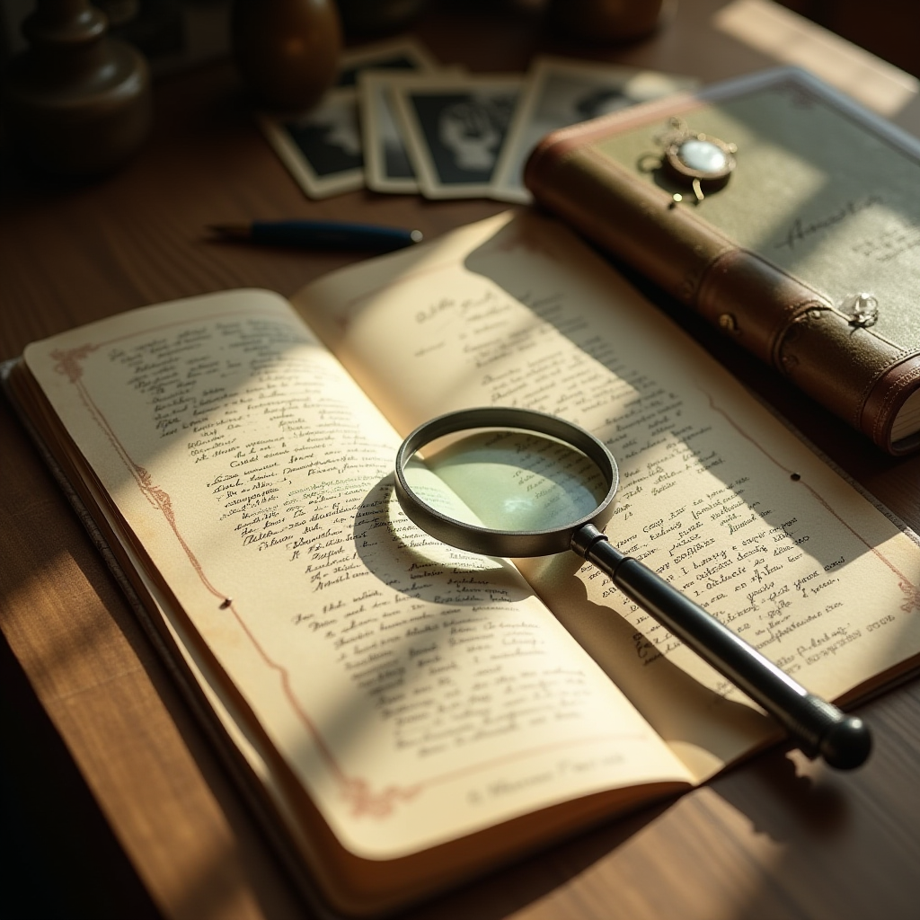 photo: a magnifying glass and old document